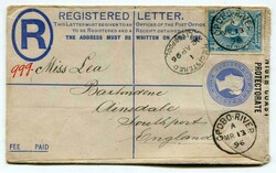1896 2d Great Britain overprinted registered stationery envelope (F) ...