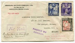 1940 Censored airmail envelope addressed to London. Franked 6c, 36c ...
