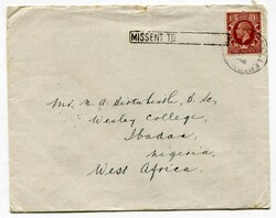 1936 envelope North Allerton addressed to Ibadan On the. Black boxed ...
