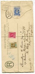 1910 12c registered stationery envelope (H2) addressed to Sheffield ...