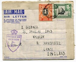 1945 censored Airletter headed '2/Lt J.M. Bennett R.E. c/o D.C.R.E. ...