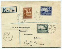 1932 multi franked registered envelope addressed to the U.K. ...