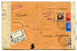 1943 registered multi censored envelope to Switzerland Franked GB ...