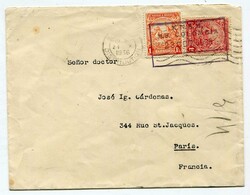 1936 envelope addressed to Paris franked 1 1/2d & 1d adhesives tied ...