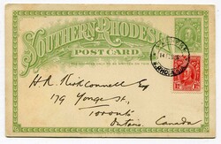 1936 1/2d stationery card with message addressed to Toronto Canada ...