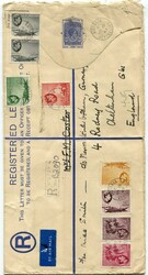 1947 20c registered stationery envelope (K) From the 1st printing of ...
