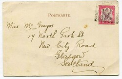1902 postcard addressed to Glasgow franked 1d adhesive tied 'KARONGA' ...