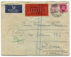 1952 registered Express envelope addressed to Rome ...