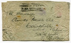 1918 Censored envelope addressed to South Wales, the adhesive washed ...