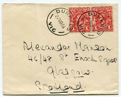 1934 envelope addressed to Glasgow franked horizontal pair 1d ...