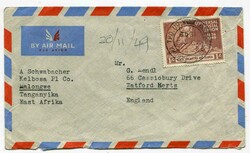 1949 airmail envelope from Malongwe addressed to England franked 1/- ...