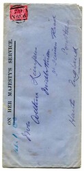 1900 'OHMS' envelope to Hampshire Franked 1d adhesive tied "POA 62" ...