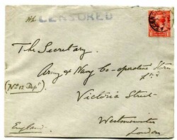 1916 censored envelope addressed to London "ASCENSION" crest on the ...