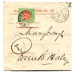 1904 'POST OFFICE TELEGRAPHS VICTORIA/ FREE BY ACT OF PARLIAMENT" ...
