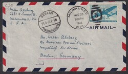1946, 25.8., Luftpostumschlag, über New York, USA, über ...