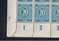 Ziffer, 20 Pf., postfr. kompl. Bogen, HAN4068.46 2, DZ „F&amp;rdq;, ...