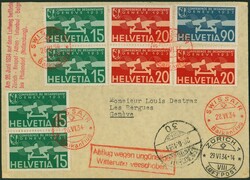 1934, 28.6., Balkanflug Zürich-Istanbul, mit rotem Flugp.stpl., ...
