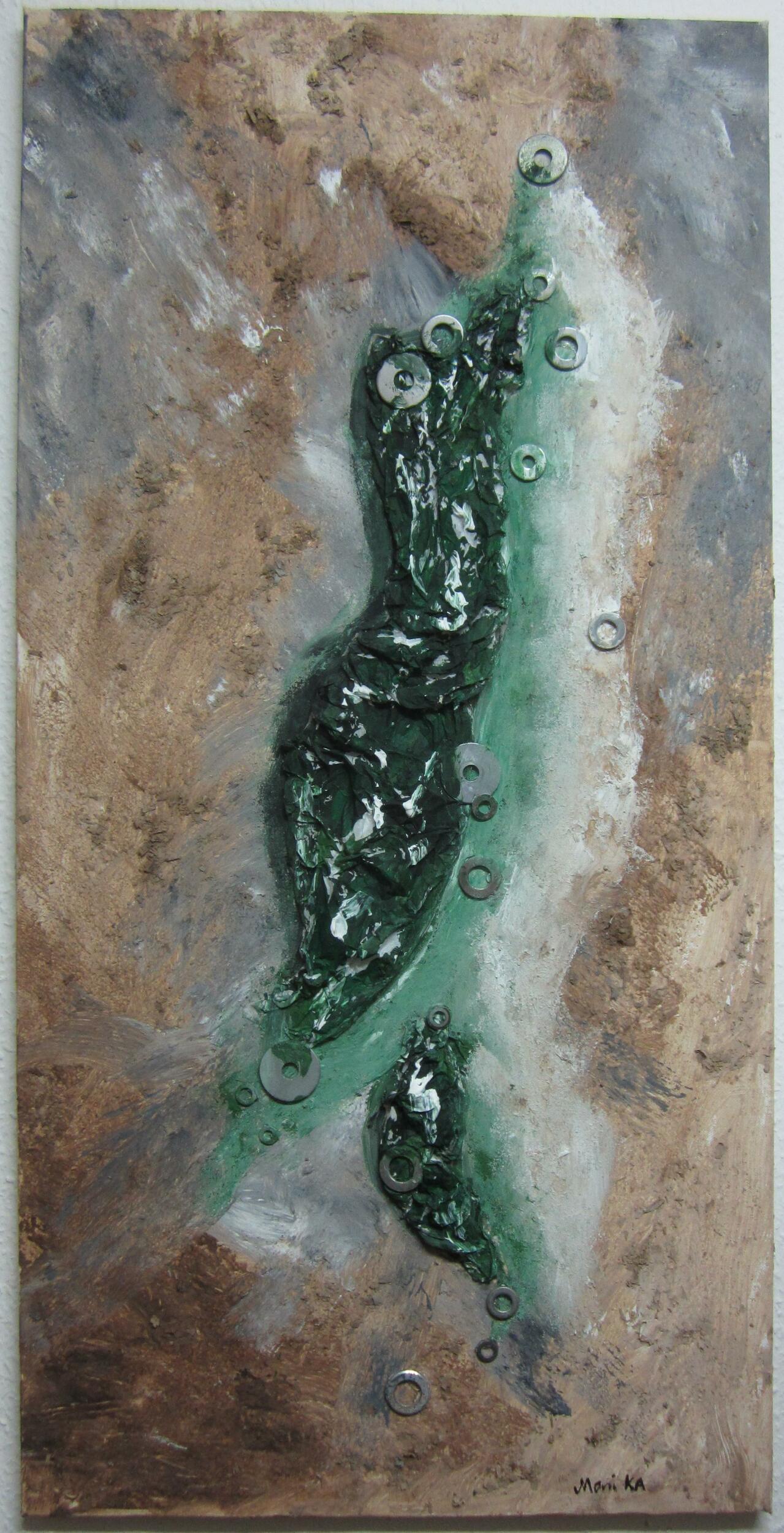 Erdschätze Eins, 2025, Monika Krech, Acryl auf Leinwand (50x100), ...