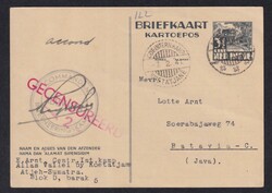 1941,7.2., Ganzsache, Koetathane, Niederländisch Indien, nach ...