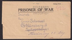 1945, 5.2., Vordruck-KGF-Brief, ab US-Army, PWIB Zone, nach Nürnberg ...