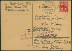 1946, 9.1., frankiert, AM-Post, 15 Pf., EF, Postkarte, Bornhausen, ...