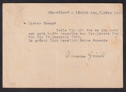 1946, 8.3., AM-Post, 15 Pf., EF, KGF-Karte, ab Düsseldorf, nach POW ...