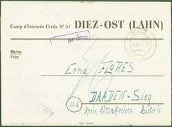 1947, 14.10., seltener Vordruckbrief aus dem Zivilinternierungslager ...