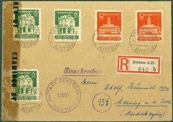 1946, 7.2., US.Zensur Nr. 13087, R-Fernbrief, ab Dresden, nach ...
