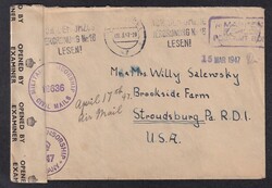 1947, Auslandsbrief, ab Hamburg, 8.3.47, nach Stroundburg, USA, ...