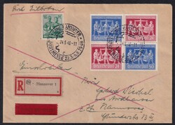 Exportmesse, Zusammendruck mit Arbeiter 16 Pf. auf portoger. ...