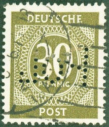 1946, Ziffer, 1, 8, 12, 24, 30 und 40 Pf., gest, Halle, POL-Lochung, ...