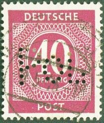 1946, Ziffer, 1, 8, 12, 24, 30 und 40 Pf., gest, Halle, POL-Lochung, ...