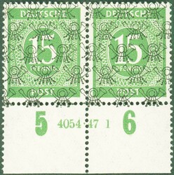 Ziffer, 15 Pf., Netzaufdr., postfr. Paar, UR, 2mal, HAN 4054.47.1 und ...