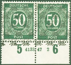 Ziffer, 50 Pf., Netzaufdr., postfr., waager. Paar, HAN 4133.47 2, ...