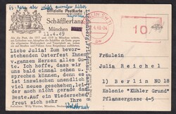 1949, 12.4., Postfreistempel, 10 Pf., ab Berlin SW11, nach Berlin ...
