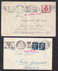 1950/53, 3 Briefe aus Halle, je verschiedener roter Gegenstempel ".. ...
