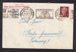 1950/53, 3 Briefe aus Halle, je verschiedener roter Gegenstempel ".. ...