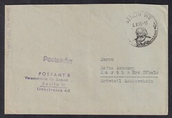 1953, 6.8., portofreie Postsache, ab Berlin W8, nach Hartha, rs., ...