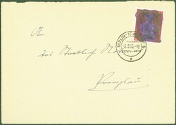 1955, 3.8., violette Markenübermalung, ab Berlin-Tempelhof, nach ...