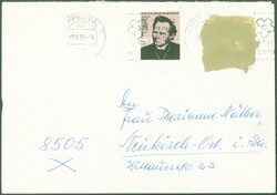 1965, Vertreibung, 20 Pf., gelb übermalt, EF, Auslandbrief, ab ...