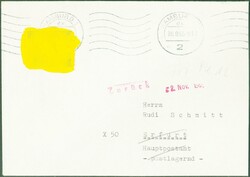 1965, Vertreibung, 20 Pf., gelb übermalt, EF, Auslandbrief, ab ...