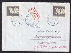 1966, 27.5, Verrtreibung, 20 Pf., 2mal, MeF, Auslandbrief, ab Hamburg ...