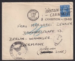 1946, 19.9., Auslandsbrief, ab Norwich, England, nach Berlin-Wannsee, ...