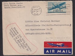 1946, 26.8., Luftpost, über New York, USA, über ...