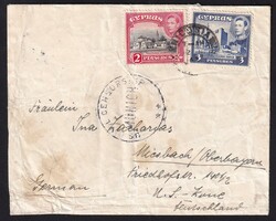 1947, ca., Auslandsbrief, knittrig, ab Nicosia, Zypern, nach Miesbach ...
