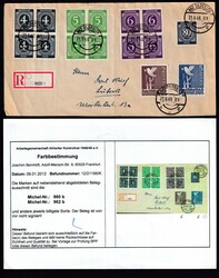 Taube, 2 und 5 M., Ziffer, je Viererblock, 4, 5 und 6 Pf., einmal 80 ...