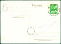 1948, Zurück/ Freimarke unzulässig, L2 a. Postkartemit Bizone 39 II ...