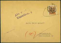 1948, Abs. Zurück/ unzulässig, L2 a. Brief Berlin-Leipzig mit ...