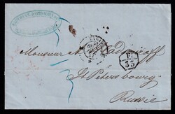 1858, Portobrief v. Paris nach St. Petersburg, 7eckiger "F 33", rs. ...
