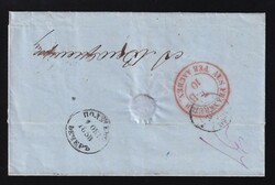 1858, Portobrief v. Paris nach St. Petersburg, 7eckiger "F 33", rs. ...